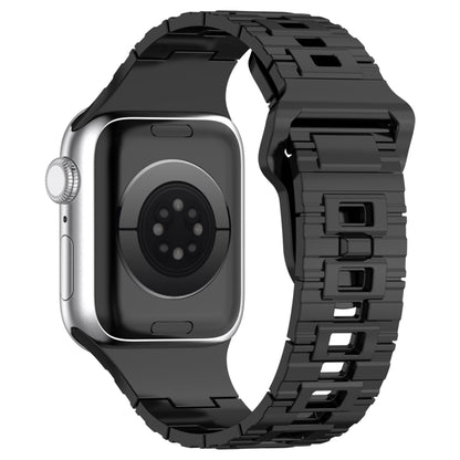 For Apple Watch Ultra 49mm Square Buckle Armor Style Silicone Watch Band(Plating Titanium Black) by bashfashion