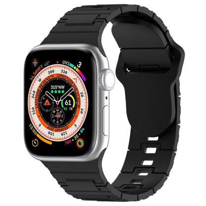 For Apple Watch Ultra 49mm Square Buckle Armor Style Silicone Watch Band(Black) by bashfashion