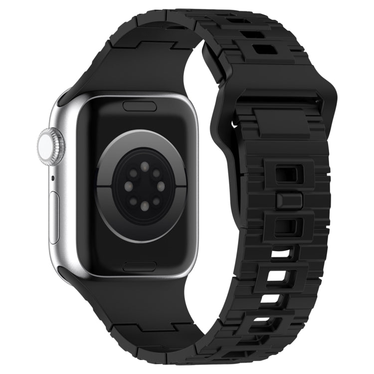 For Apple Watch Ultra 49mm Square Buckle Armor Style Silicone Watch Band(Black) by bashfashion