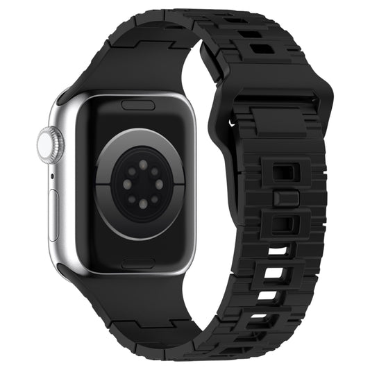 For Apple Watch Ultra 49mm Square Buckle Armor Style Silicone Watch Band(Black) by bashfashion