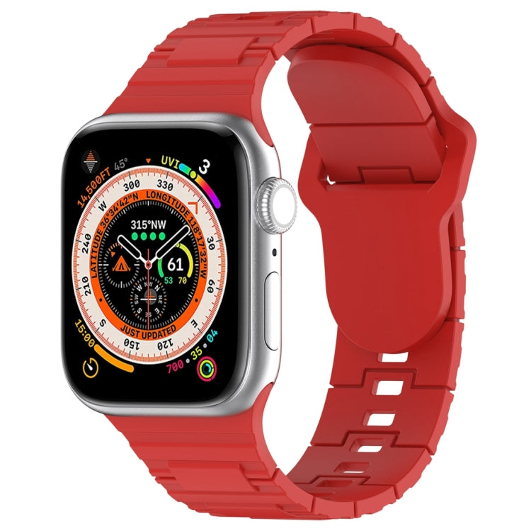 For Apple Watch Ultra 49mm Square Buckle Armor Style Silicone Watch Band(Red) by bashfashion