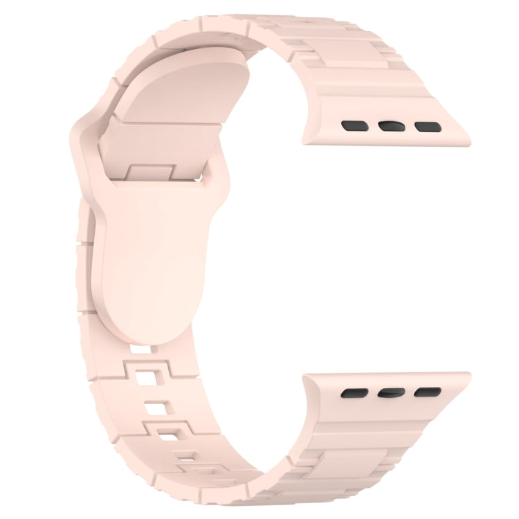 For Apple Watch Ultra 49mm Square Buckle Armor Style Silicone Watch Band(Light Pink) by bashfashion