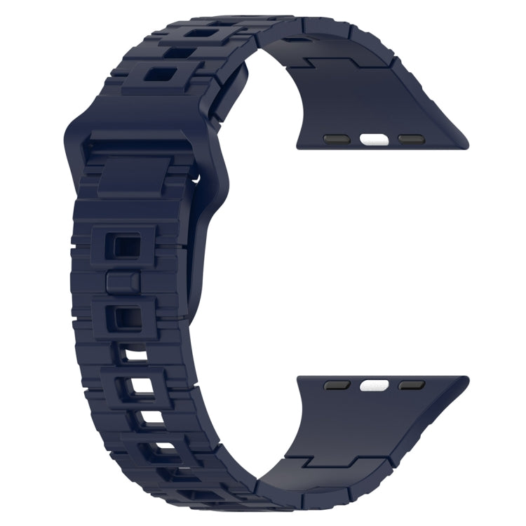 For Apple Watch Ultra 49mm Square Buckle Armor Style Silicone Watch Band(Midnight Blue) by bashfashion