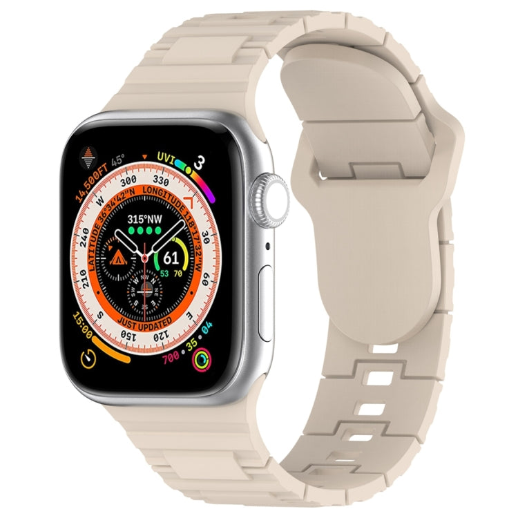 For Apple Watch Ultra 49mm Square Buckle Armor Style Silicone Watch Band(Ivory White) by bashfashion
