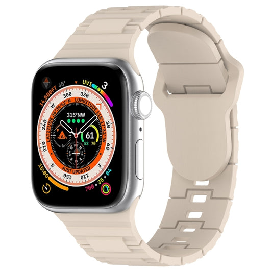 For Apple Watch Ultra 49mm Square Buckle Armor Style Silicone Watch Band(Ivory White) by bashfashion