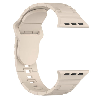 For Apple Watch Ultra 49mm Square Buckle Armor Style Silicone Watch Band(Ivory White) by bashfashion