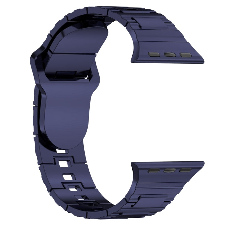 For Apple Watch Ultra 2 49mm Square Buckle Armor Style Silicone Watch Band(Plating Blue) by bashfashion
