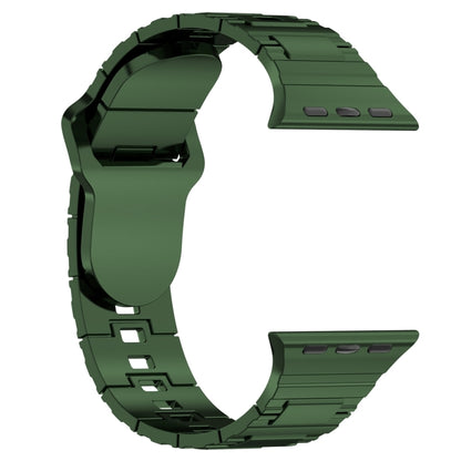 For Apple Watch Ultra 2 49mm Square Buckle Armor Style Silicone Watch Band(Plating Green) by bashfashion