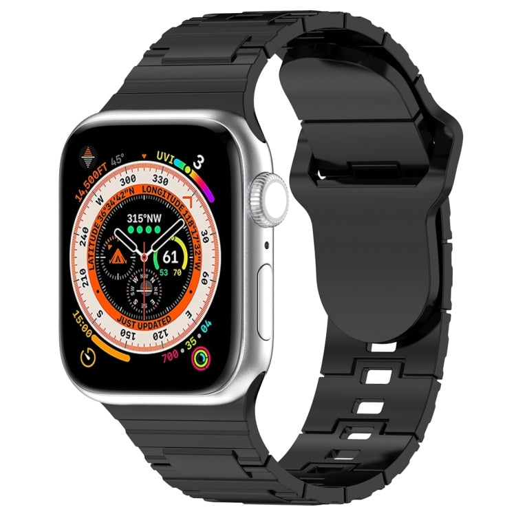For Apple Watch Ultra 2 49mm Square Buckle Armor Style Silicone Watch Band(Plating Titanium Black) by bashfashion