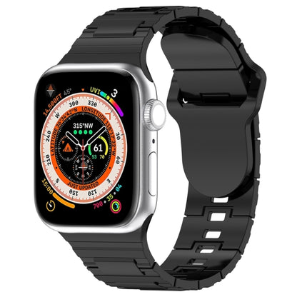 For Apple Watch Ultra 2 49mm Square Buckle Armor Style Silicone Watch Band(Plating Titanium Black) by bashfashion