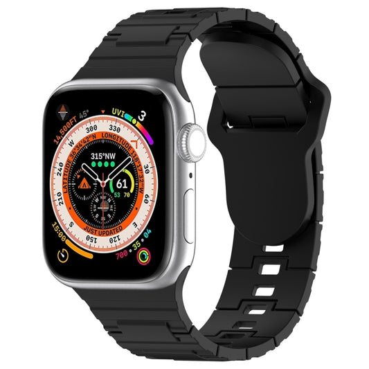 For Apple Watch Ultra 2 49mm Square Buckle Armor Style Silicone Watch Band(Black) by bashfashion