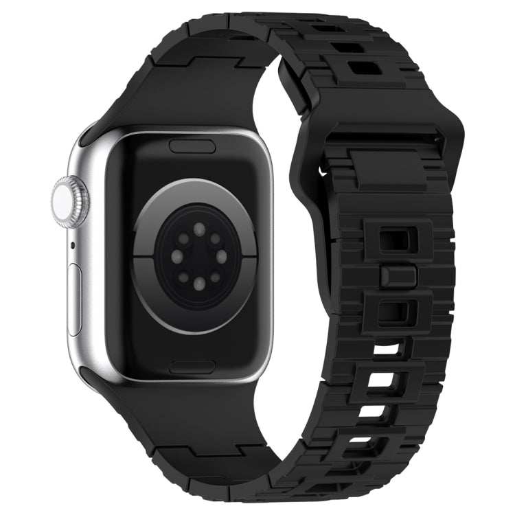 For Apple Watch Ultra 2 49mm Square Buckle Armor Style Silicone Watch Band(Black) by bashfashion