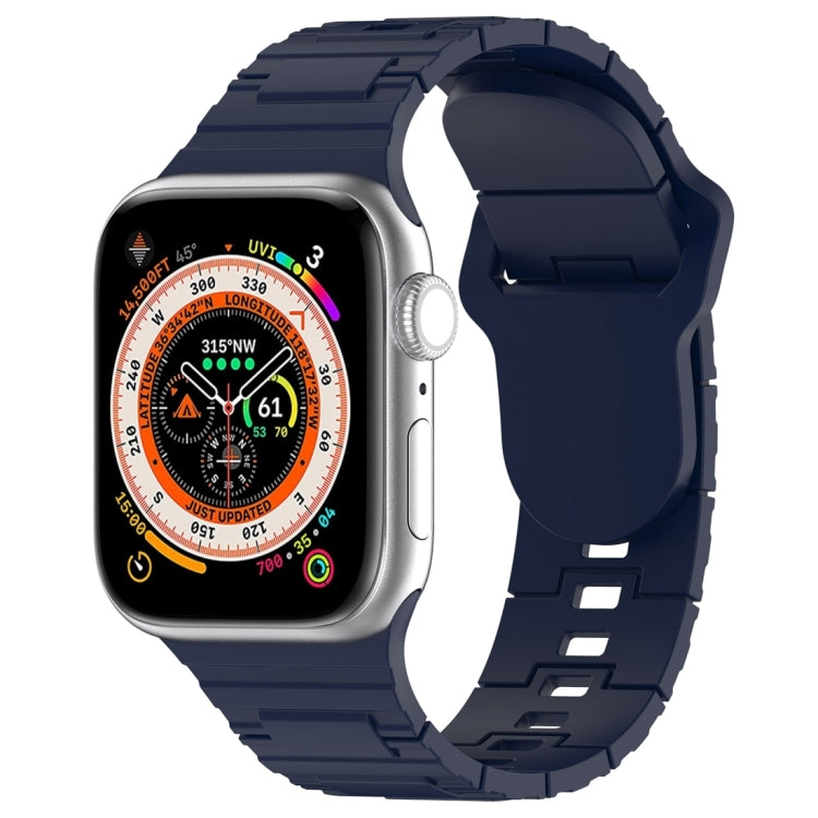 For Apple Watch Ultra 2 49mm Square Buckle Armor Style Silicone Watch Band(Midnight Blue) by bashfashion