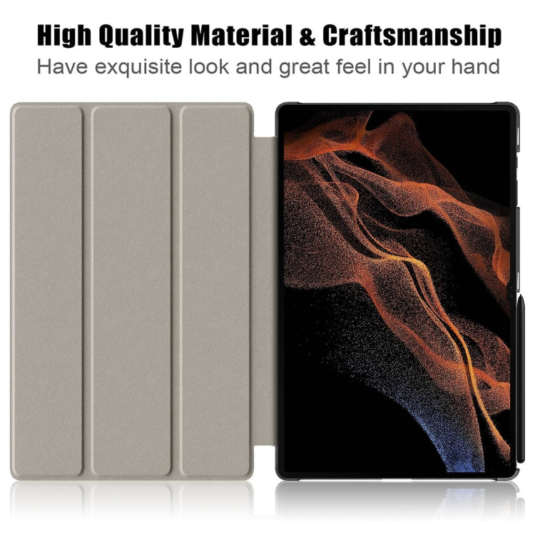 For Samsung Galaxy Tab S9 Ultra Custer Painted 3-Fold Holder Smart Leather Tablet Case(Milky Way Nebula) by bashfashion