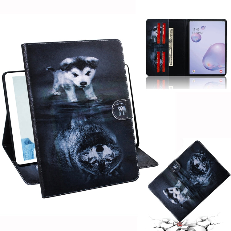 For Samsung Galaxy Tab A8.4 (2020) Colored Drawing Pattern Horizontal Flip PU Leather Case with Holder & Card Slots & Wallet(Wolf Dog) by bashfashion