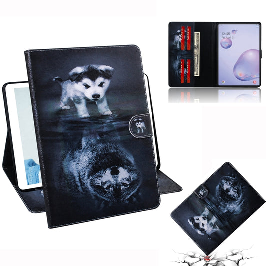 For Samsung Galaxy Tab A8.4 (2020) Colored Drawing Pattern Horizontal Flip PU Leather Case with Holder & Card Slots & Wallet(Wolf Dog) by bashfashion