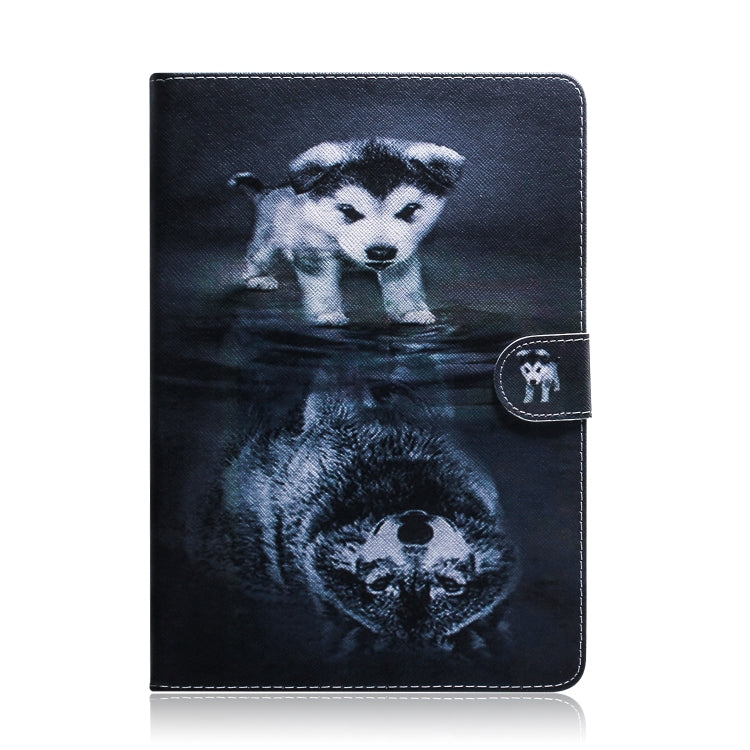 For Samsung Galaxy Tab A8.4 (2020) Colored Drawing Pattern Horizontal Flip PU Leather Case with Holder & Card Slots & Wallet(Wolf Dog) by bashfashion