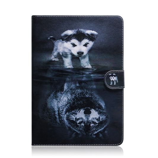 For Samsung Galaxy Tab A8.4 (2020) Colored Drawing Pattern Horizontal Flip PU Leather Case with Holder & Card Slots & Wallet(Wolf Dog) by bashfashion
