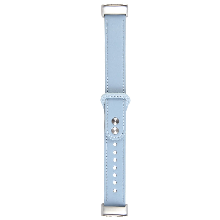 For Fitbit Charge 5 PU Leather Replacement Watch Band(Blue) by bashfashion