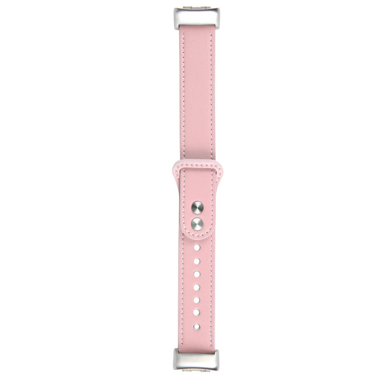For Fitbit Charge 5 PU Leather Replacement Watch Band(Pink) by bashfashion