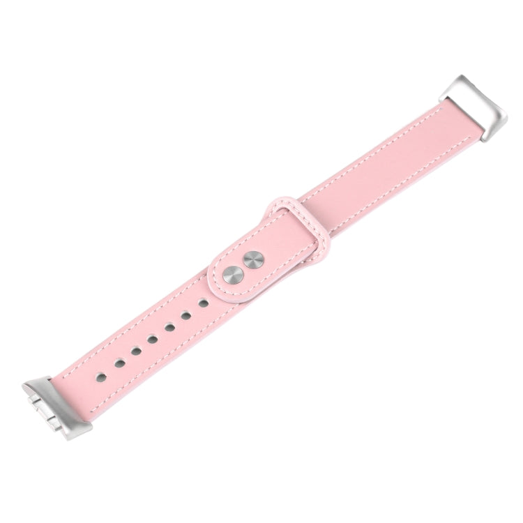 For Fitbit Charge 5 PU Leather Replacement Watch Band(Pink) by bashfashion