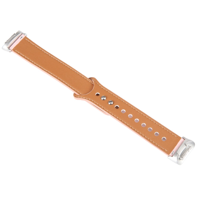For Fitbit Charge 5 PU Leather Replacement Watch Band(Pink) by bashfashion