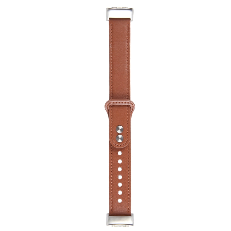 For Fitbit Charge 5 PU Leather Replacement Watch Band(Brown) by bashfashion