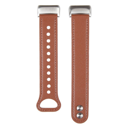For Fitbit Charge 5 PU Leather Replacement Watch Band(Brown) by bashfashion