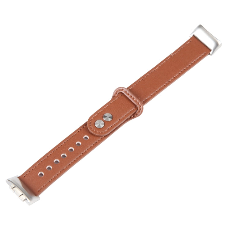 For Fitbit Charge 5 PU Leather Replacement Watch Band(Brown) by bashfashion