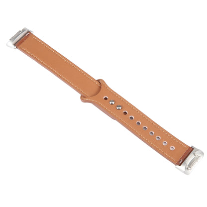 For Fitbit Charge 5 PU Leather Replacement Watch Band(Brown) by bashfashion