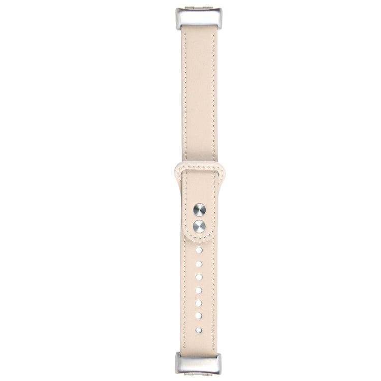 For Fitbit Charge 5 PU Leather Replacement Watch Band(Creamy White) by bashfashion