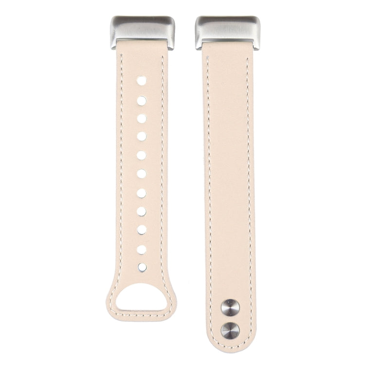 For Fitbit Charge 5 PU Leather Replacement Watch Band(Creamy White) by bashfashion