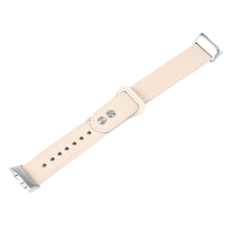 For Fitbit Charge 5 PU Leather Replacement Watch Band(Creamy White) by bashfashion