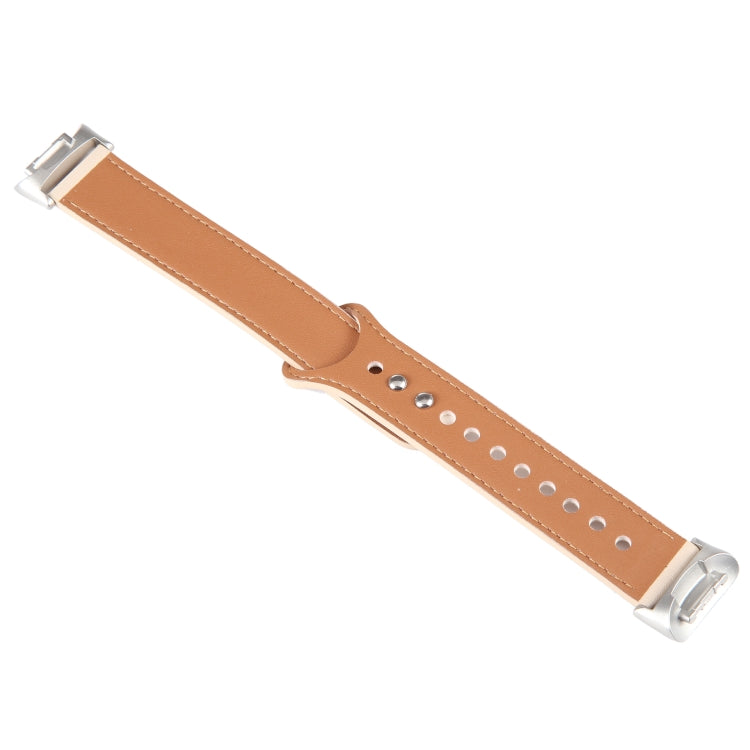 For Fitbit Charge 5 PU Leather Replacement Watch Band(Creamy White) by bashfashion