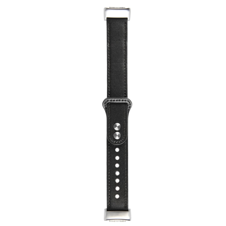 For Fitbit Charge 5 PU Leather Replacement Watch Band(Black) by bashfashion
