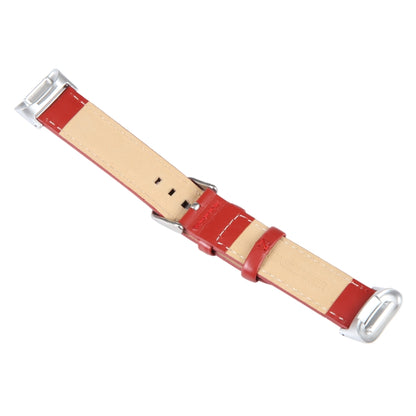 For Fitbit Charge 5 18mm Bamboo Joint Texture Genuine Leather Watch Band(Red) by bashfashion