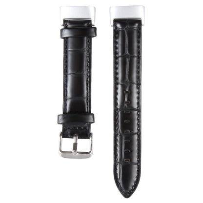 For Fitbit Charge 5 18mm Bamboo Joint Texture Genuine Leather Watch Band(Bamboo Black) by bashfashion