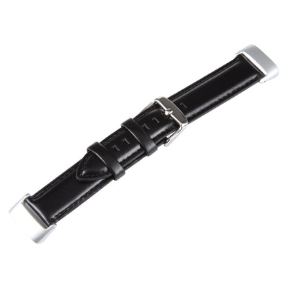 For Fitbit Charge 5 18mm Bamboo Joint Texture Genuine Leather Watch Band(Black) by bashfashion