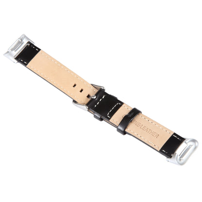For Fitbit Charge 5 18mm Bamboo Joint Texture Genuine Leather Watch Band(Black) by bashfashion