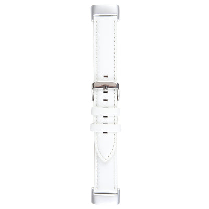 For Fitbit Charge 5 18mm Bamboo Joint Texture Genuine Leather Watch Band(White) by bashfashion