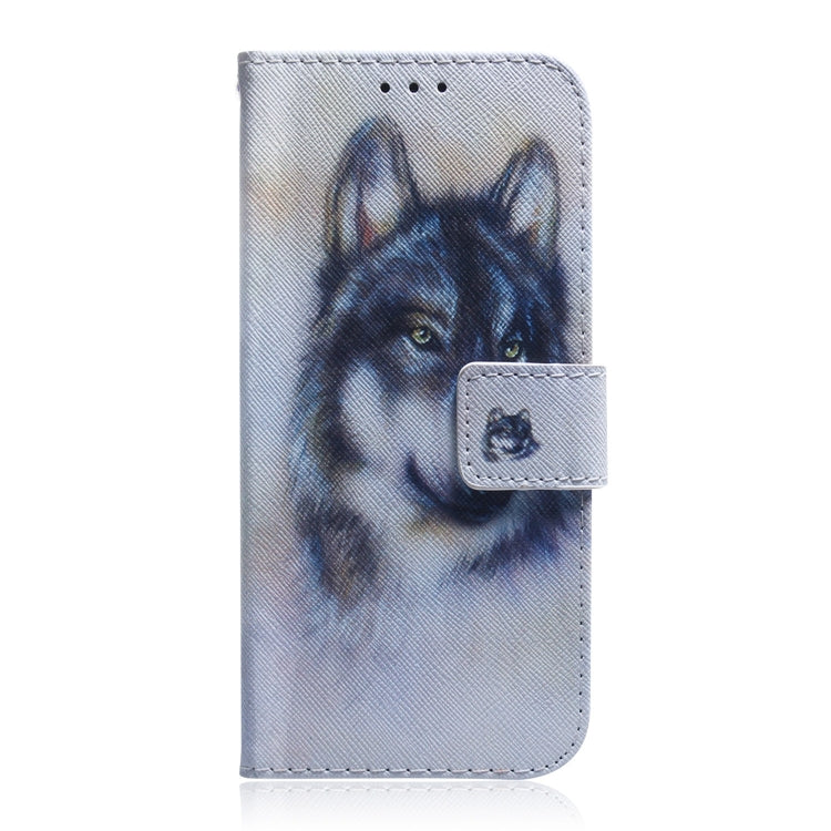 For iPhone 16e Coloured Drawing Flip Leather Phone Case(White Wolf) by bashfashion
