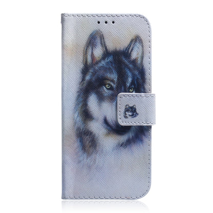 For iPhone 16e Coloured Drawing Flip Leather Phone Case(White Wolf) by bashfashion