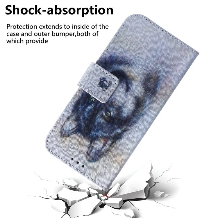For iPhone 16e Coloured Drawing Flip Leather Phone Case(White Wolf) by bashfashion