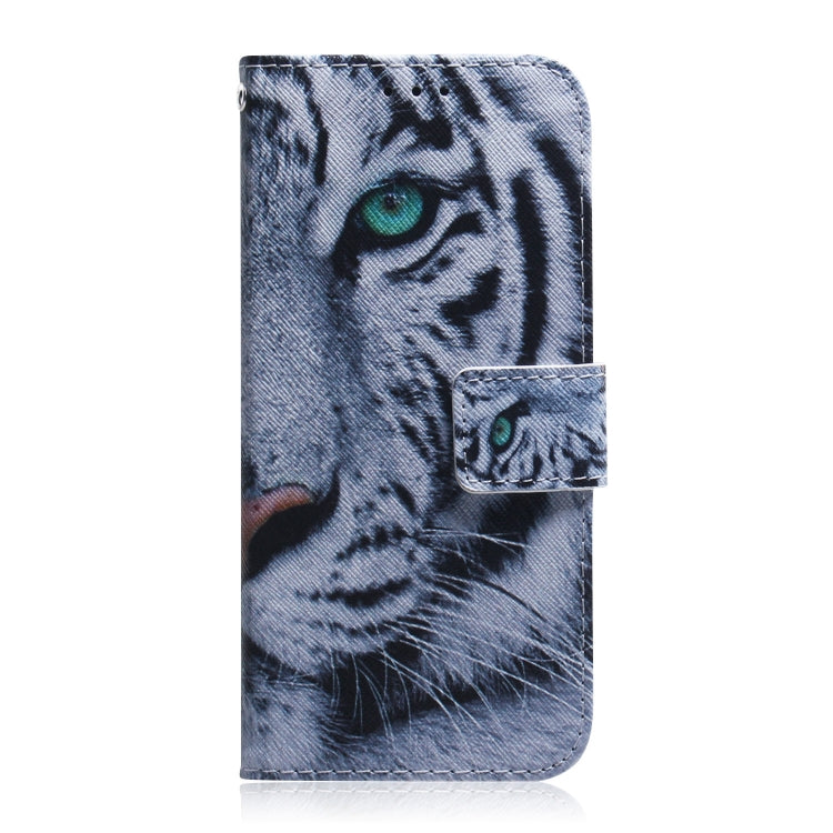 For iPhone 16e Coloured Drawing Flip Leather Phone Case(Tiger) by bashfashion