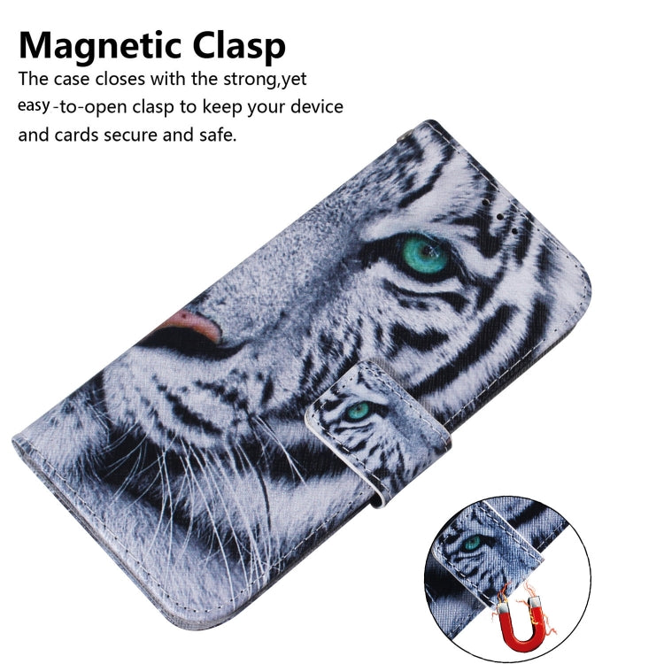 For iPhone 16e Coloured Drawing Flip Leather Phone Case(Tiger) by bashfashion