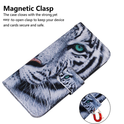 For iPhone 16e Coloured Drawing Flip Leather Phone Case(Tiger) by bashfashion