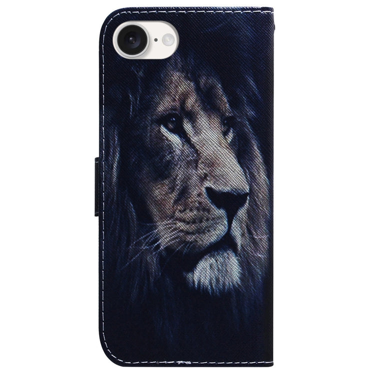 For iPhone 16e Coloured Drawing Flip Leather Phone Case(Lion) by bashfashion
