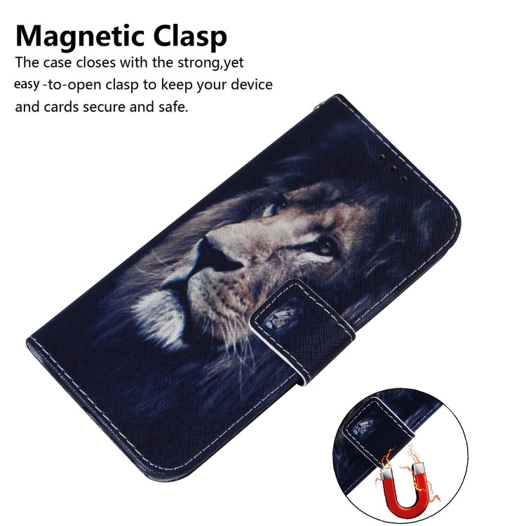 For iPhone 16e Coloured Drawing Flip Leather Phone Case(Lion) by bashfashion