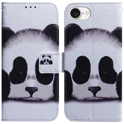For iPhone 16e Coloured Drawing Flip Leather Phone Case(Panda) by bashfashion