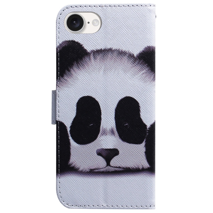 For iPhone 16e Coloured Drawing Flip Leather Phone Case(Panda) by bashfashion